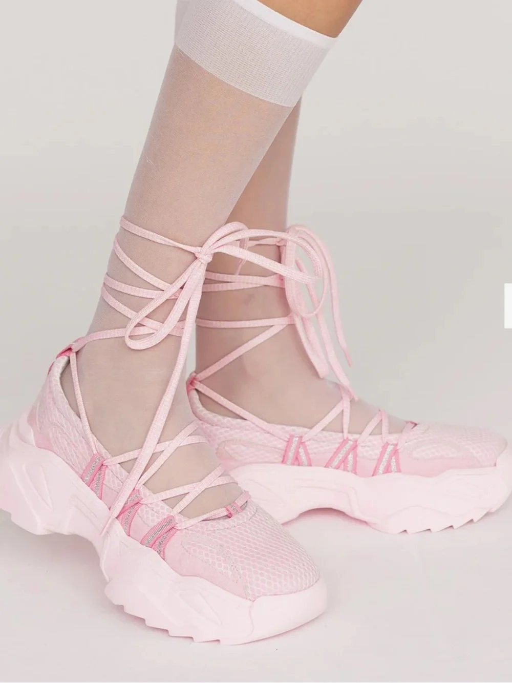 Lazy Oaf  Pink Lace Up Ballet Sneaker.